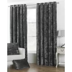 Riva Home Verona Velvet Style Eyelet Curtains (66 x 72" (168 x 183cm)) (Pewter) - Pewter