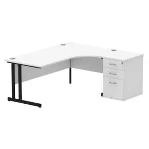 Impulse 1800mm Right Crescent Office Desk White Top Black Cantilever