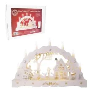 Christmas Workshop Wooden Candle Bridge Winter Scene with LED Lights
