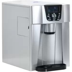 HOMCOM Ice Maker Machine and Water Dispenser No Plumbing Required Silver