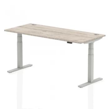 Trexus Sit Stand Desk With Cable Ports Silver Legs 1800x800mm Grey Oak