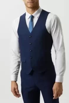 Mens Slim Fit Blue Semi Plain Suit Waistcoat