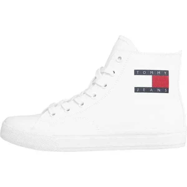 Tommy Jeans High Top Canvas Trainers - White 3.5