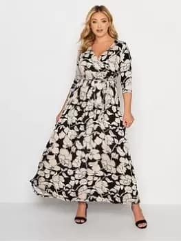 Yours V-neck 3/4 Sleeve Dress - Black, Size 18, Women