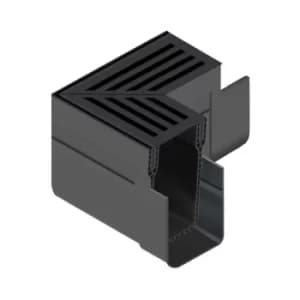 ACO Threshold Channel Drain Corner Unit with Black Grate