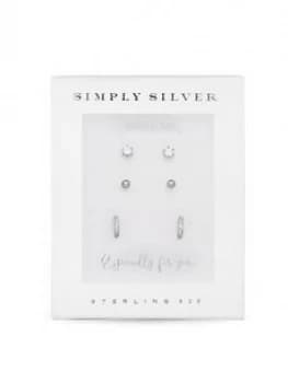 Simply Silver Sterling Silver Cubic Zirconia Earrings - Pack Of 3