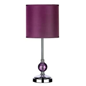Premier Housewares Chrome Table Lamp with Purple Glass Ball Detail & Purple Shade