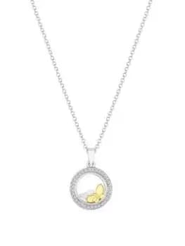 Simply Silver Sterling Silver 925 Cubic Zirconia Butterfly Shaker Pendant Necklace, Silver, Women