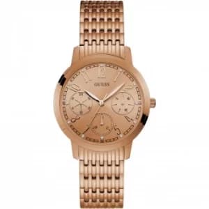 GUESS Ladies rose gold watch with multifunctional dial