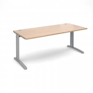 TR10 Straight Desk 1800mm x 800mm - Silver Frame Beech Top