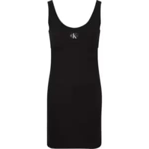 Calvin Klein Jeans Badge Rib Strappy Dress - Black