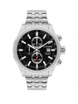 Citizen Black And Silver Detail Chronograph Dial Stainless Steel Bracelet Mens Watch