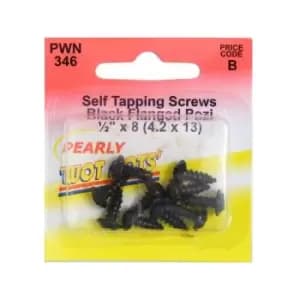 Wot-nots - Screw Self Tap Flanged - 1/2in. x 8 Black - Pack of 10 - PWN346