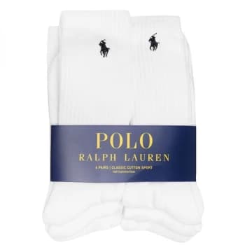 Polo Ralph Lauren 6 Pack Crew Socks - White