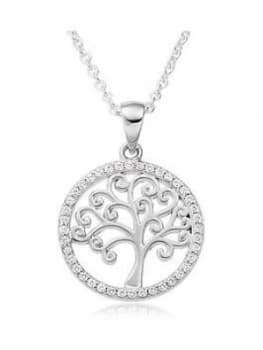 Beaverbrooks Silver Cubic Zirconia Tree Pendant