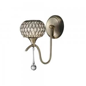 Wall Lamp 1 Light Antique Brass, Clear Glass