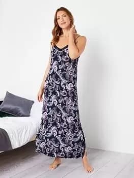 Long Tall Sally Autumn Paisley Chemise, Black, Size 14-16, Women