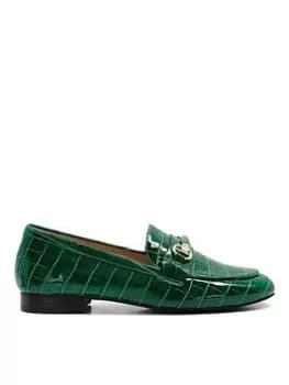Dune London Dune London Grange Leather Croc Slim Sole Comfort Loafer, Green, Size 4, Women