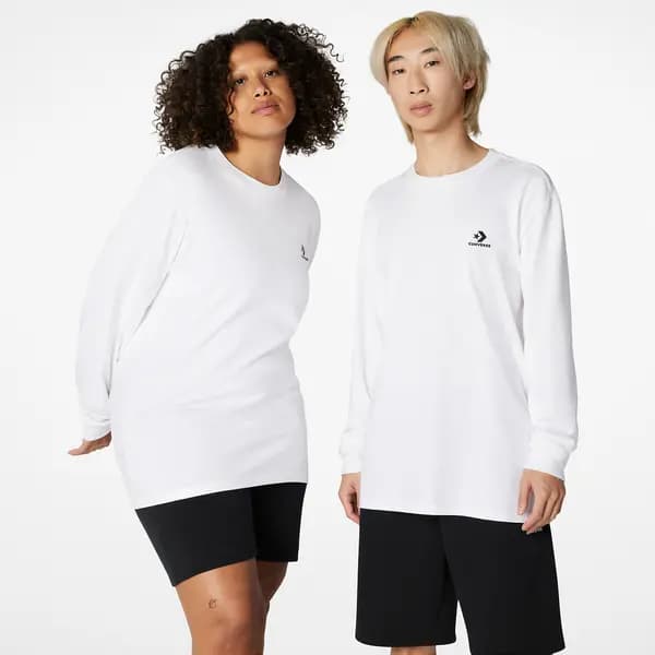 Star Chevron Unisex Sweatshirt with Logo Print and Crew Neck in Cotton