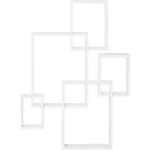 HOMCOM Floating Shelves, Interlocking Cube Shelves for Decoration, White - White