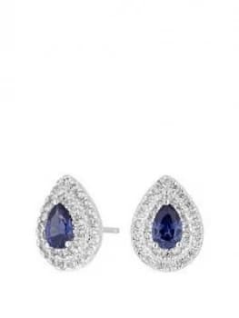 Simply Silver Sterling Silver Cubic Zirconia Double Halo Blue Pear Earrings