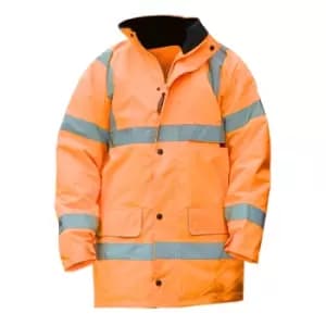 Warrior Mens Nevada High Visibility Safety Jacket (L) (Fluorescent Orange)