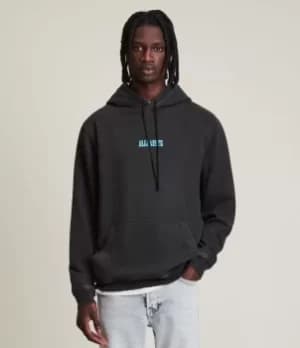 AllSaints Mens Aldor Pullover Hoodie, Washed Black, Size: M