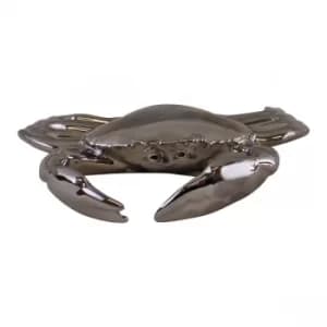 Small Silver Ceramic Crab Ornament