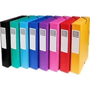 Exacompta Elasticated Box File 60mm, A4, Assorted, Pack of 8