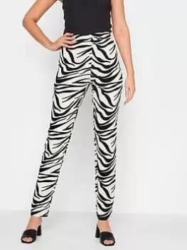 Long Tall Sally Zebra Hazel Slim Leg Trouser 36", White, Size 12, Women