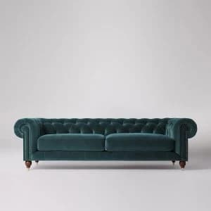 Swoon Winston Velvet 4 Seater Sofa - 4 Seater - King Fisher