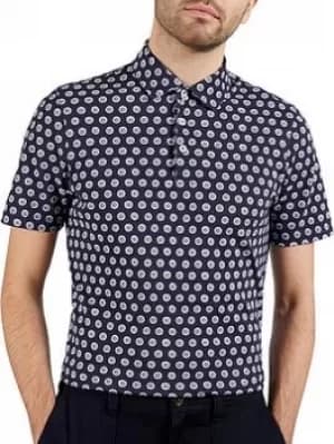 Ted Baker Edaname Geo Print Polo Shirt, Navy, Size 2, Men