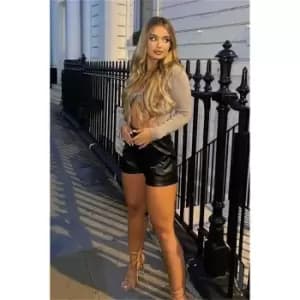 I Saw It First Black Faux Leather Boxer Shorts - Black