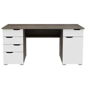 Alphason Kentucky Dark Oak Effect Desk with White Gloss Drawer Fronts