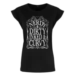 Grindstore Ladies/Womens Nerdy Dirty Inked & Curvy Premium T-Shirt (3XL) (Black)