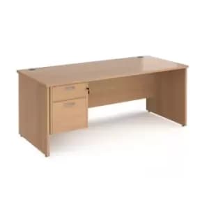 Office Desk Rectangular Desk 1800mm With Pedestal Beech Top And Panel End Leg 800mm Depth Maestro 25 MP18P2B