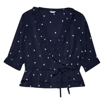 Jack Wills Bethy Frill Wrap Top - Navy