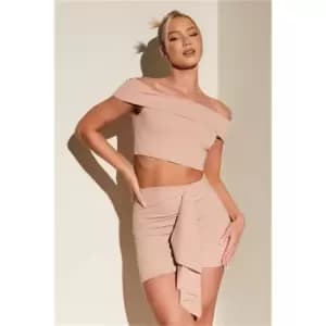 I Saw It First Blush Pink Scuba Crepe Draped Mini Skirt - Pink