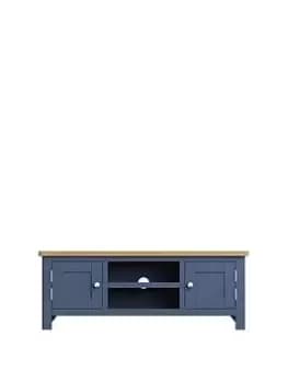 K-Interiors Fontana Ready Assembled Solid Wood Large TV Unit - Fits Up To 52" TV - Blue