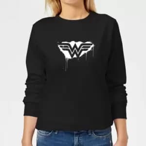 Justice League Graffiti Wonder Woman Womens Sweatshirt - Black - L