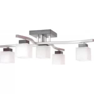 Dana Multi Arm Semi Flush Ceiling Light With Glass Shade, Wenge, 5x E14