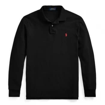 Polo Ralph Lauren Custom Slim Fit Long Sleeved Polo Shirt - Black