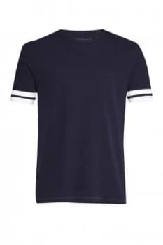Mens French Connection Ampthill Pique Sleeve Tipping T Shirt Blue