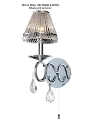 Torino Wall Lamp Switched 1 Candle Light Polished Chrome, Crystal