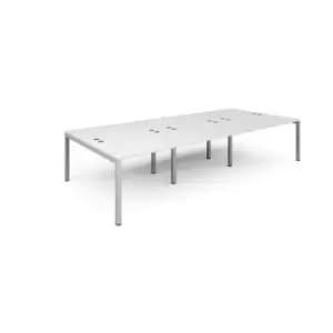 Bench Desk 6 Person Rectangular Desks 3600mm White Tops With Silver Frames 1600mm Depth Connex