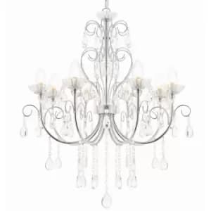 Bathroom Ceiling Pendant Light Chrome & Crystal IP44 8 Bulb Hanging Lamp Rose