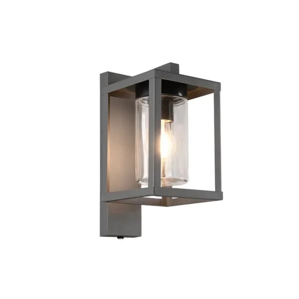 Lunga Modern Outdoor Wall Lantern Anthracite IP44 with Dusk sensor
