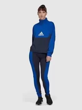 adidas Half Zip & Legging Tracksuit - Navy Size M Women