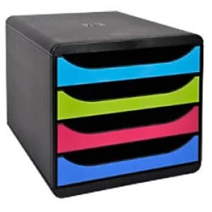 Exacompta Drawer Unit with 4 Drawers Big Box Plastic Climate Neutral Assorted 27.8 x 34.7 x 26.7 cm