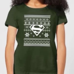 DC Superman Womens Christmas T-Shirt - Forest Green - L
